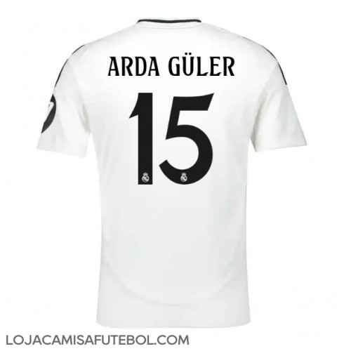 Camisa de Futebol Real Madrid Arda Guler #15 Equipamento Principal 2024-25 Manga Curta